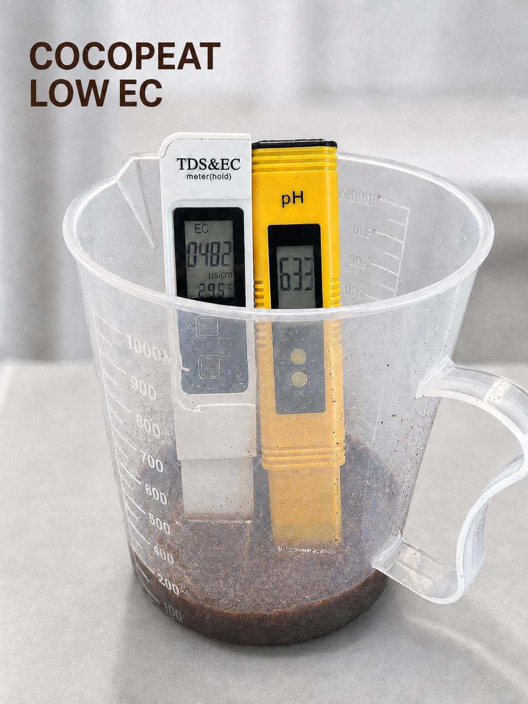 Low EC and pH measurement for cocopeat